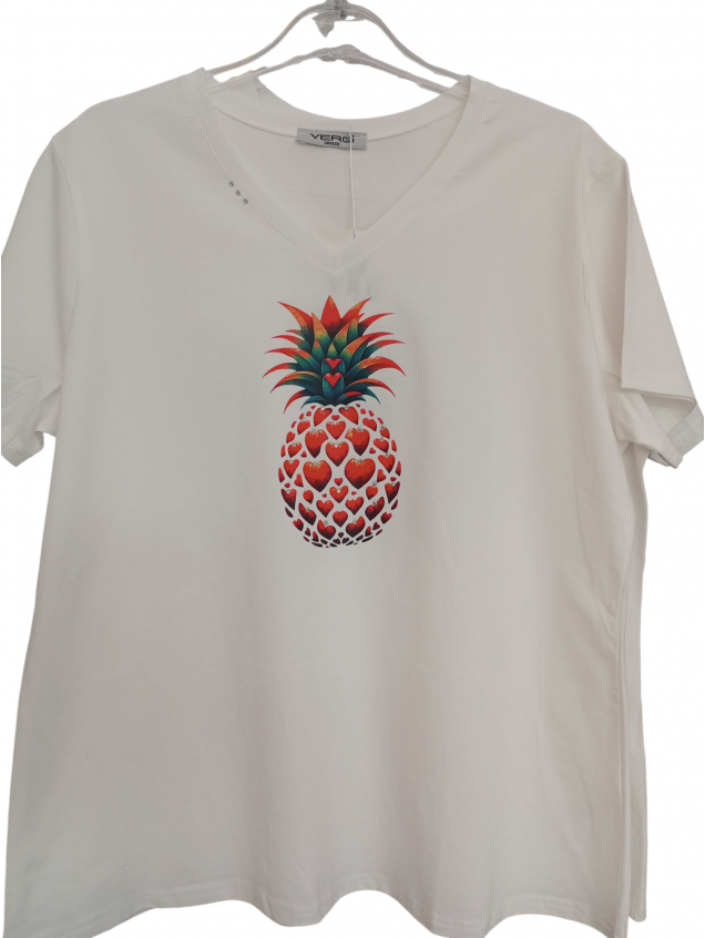 Μπλούζα με χειροποίητη στάμπα φράουλα 